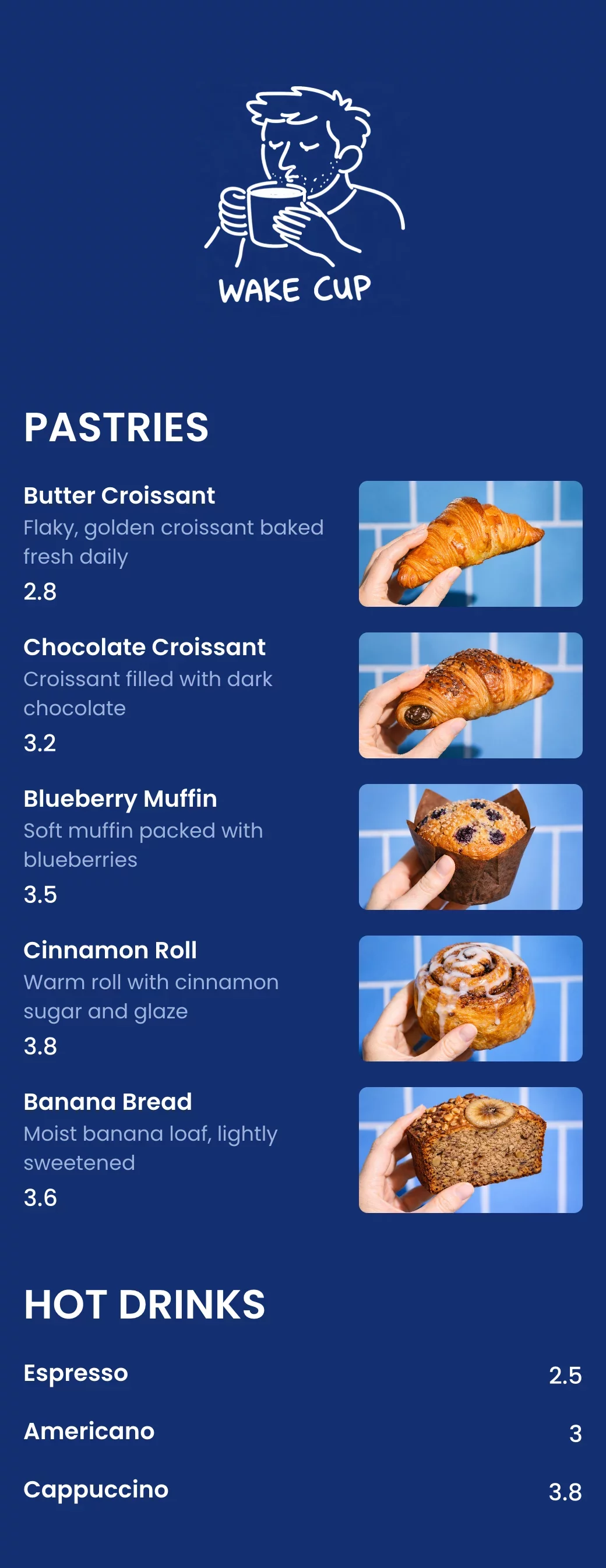 Cafe menu made with mmmmenu