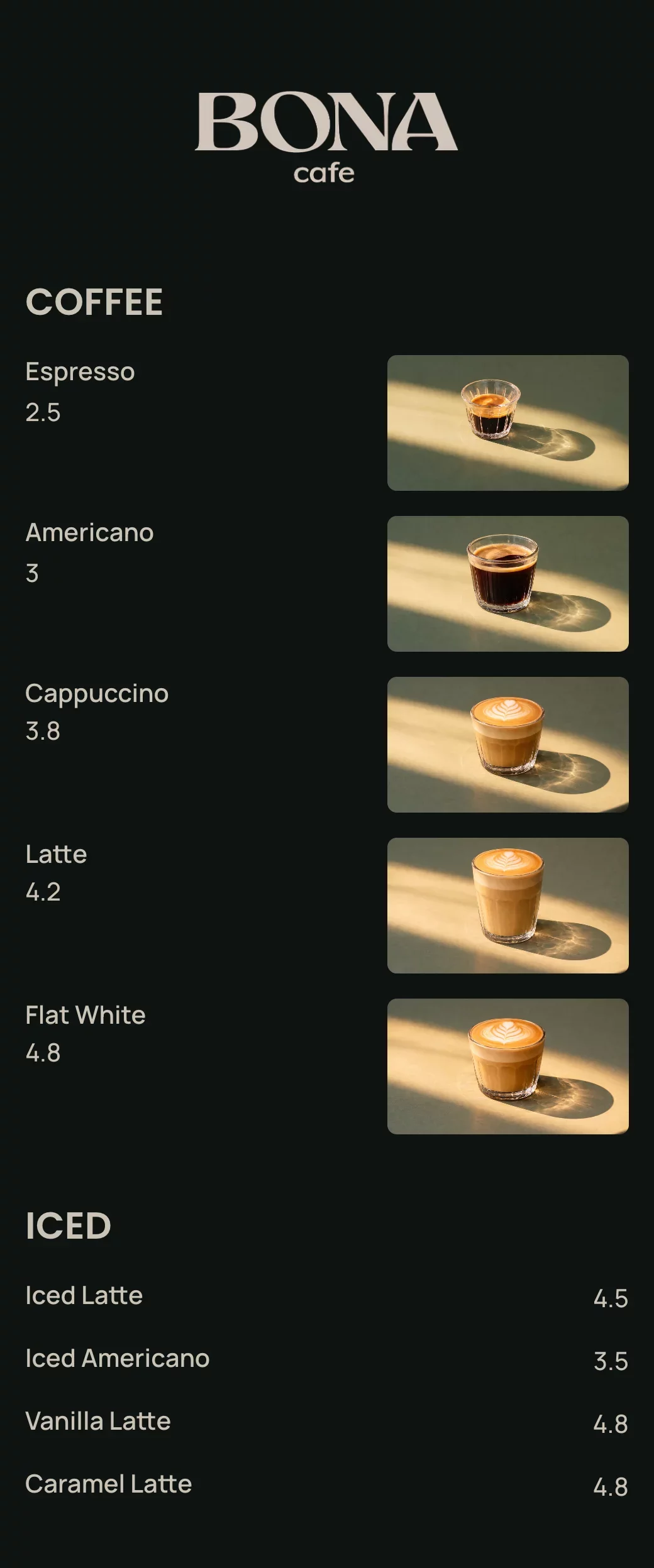 Coffee shop QR menu template