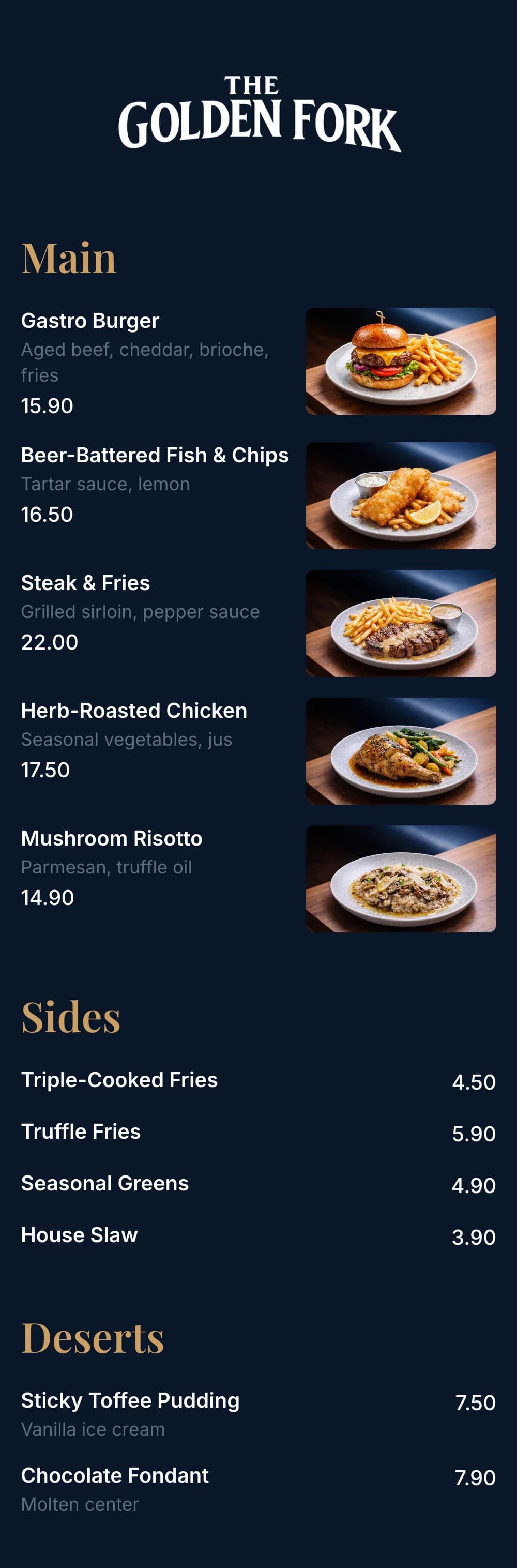Gastro Pub QR menu template