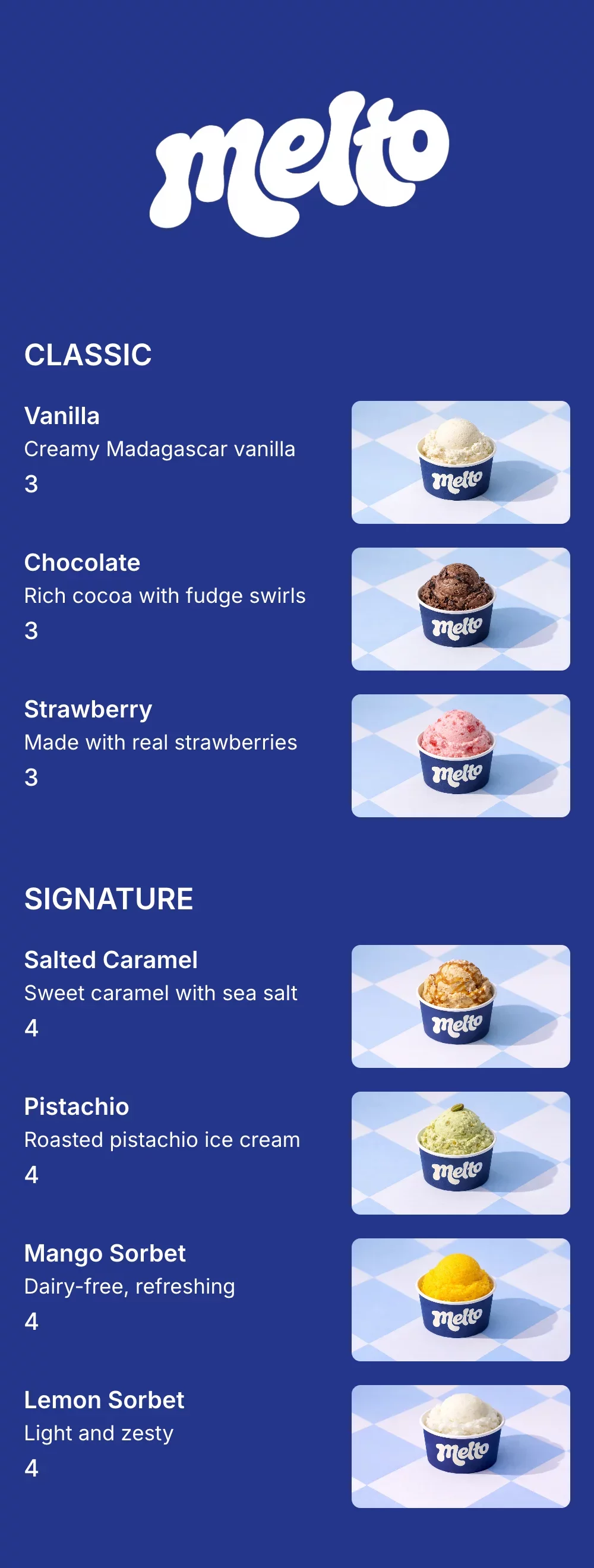 Ice cream QR menu template