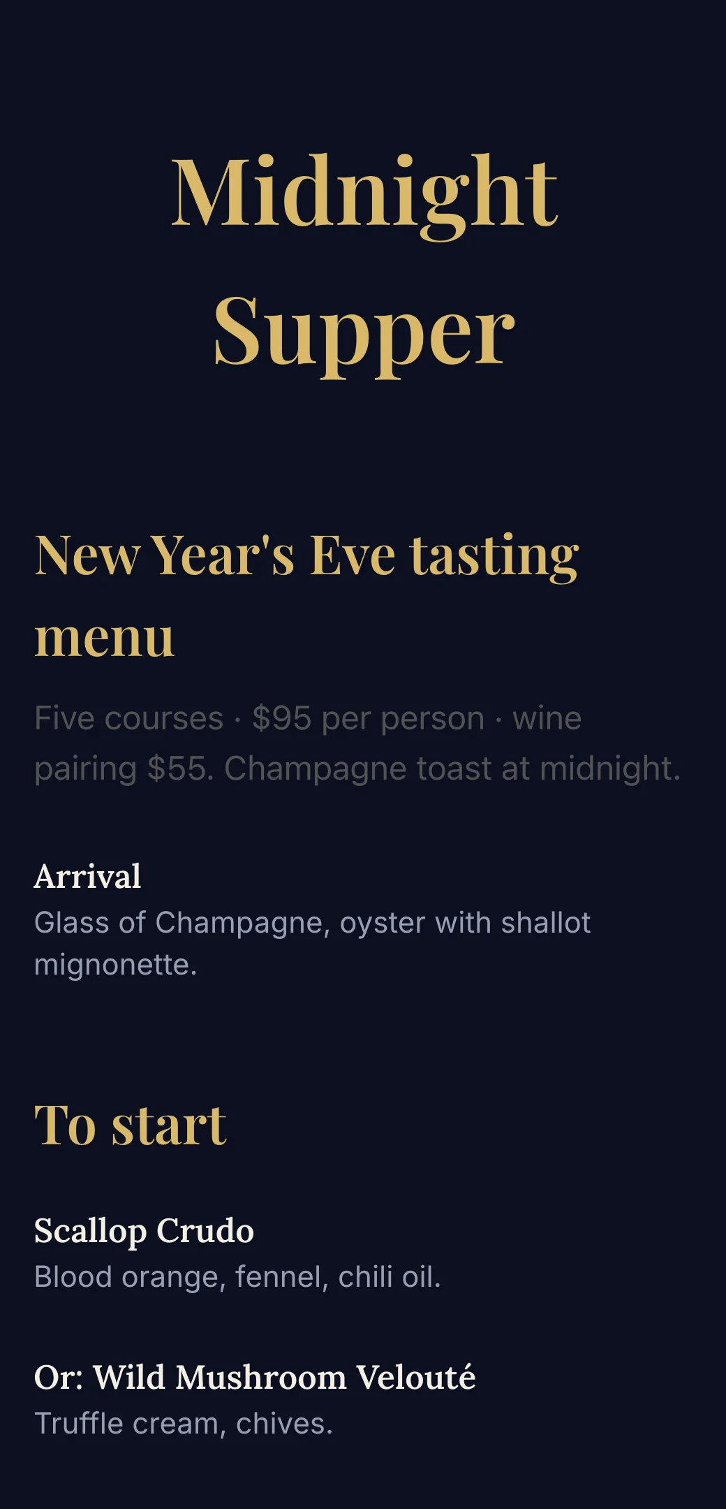 New Year’s Eve QR menu template