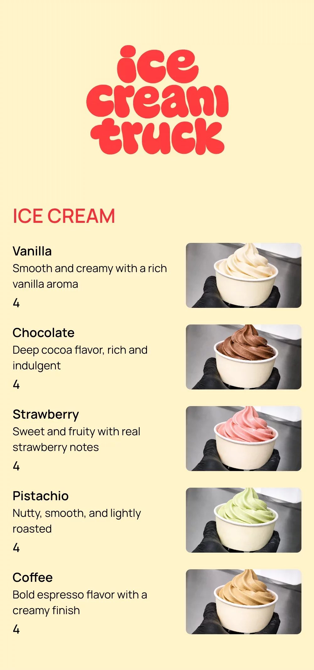 Ice cream truck QR menu template