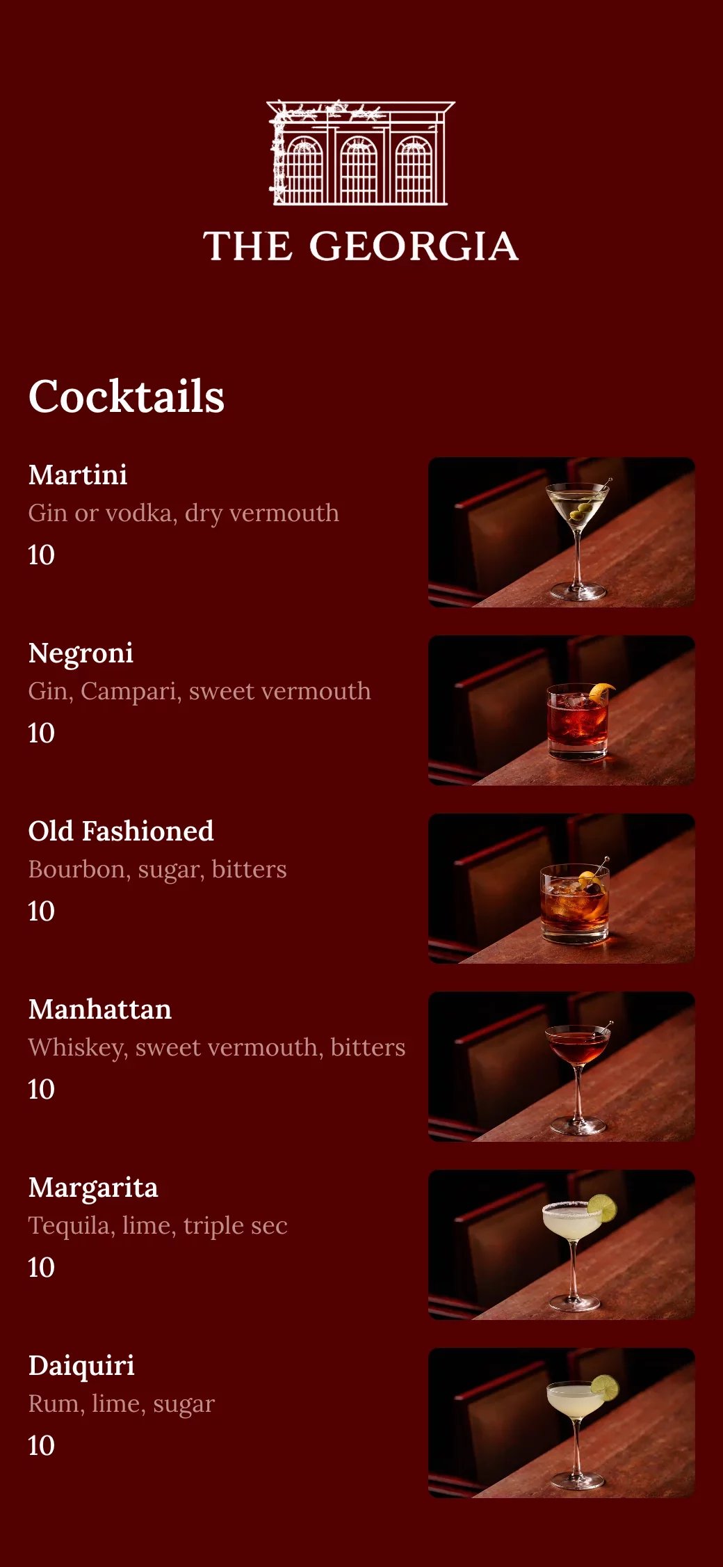 Drink QR menu template