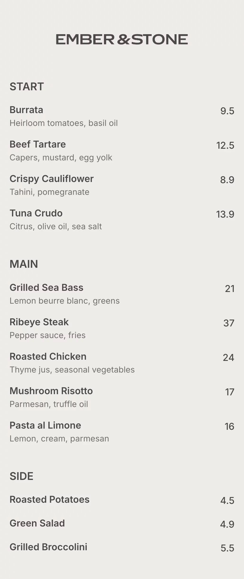 Modern restaurant QR menu template
