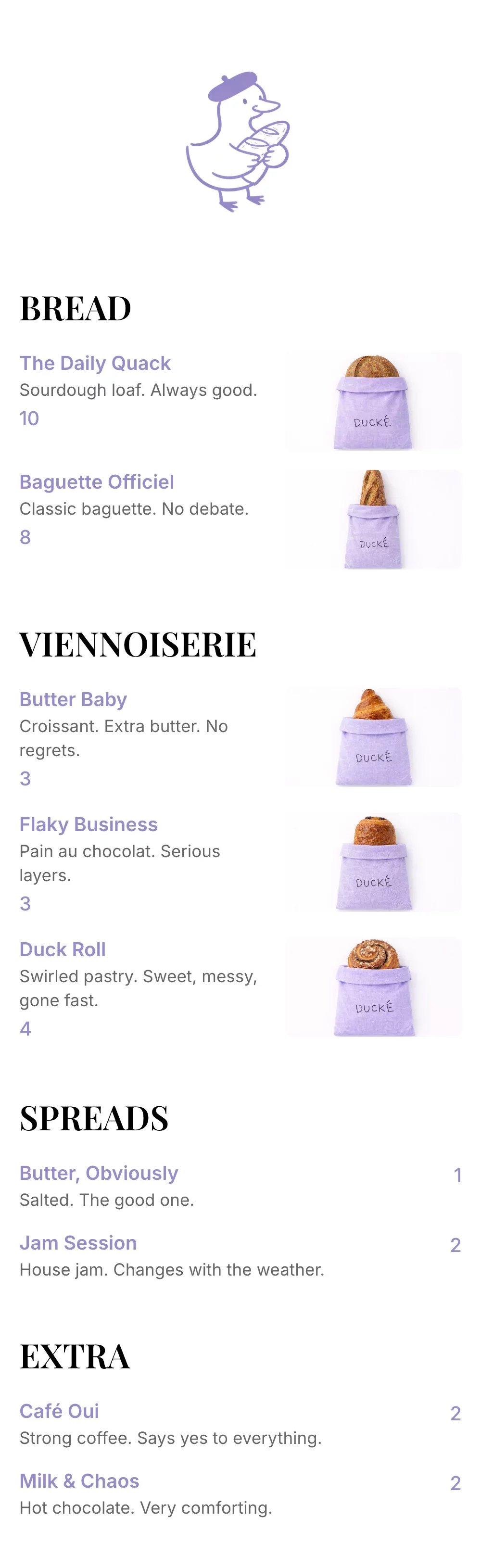 Bakery QR menu template