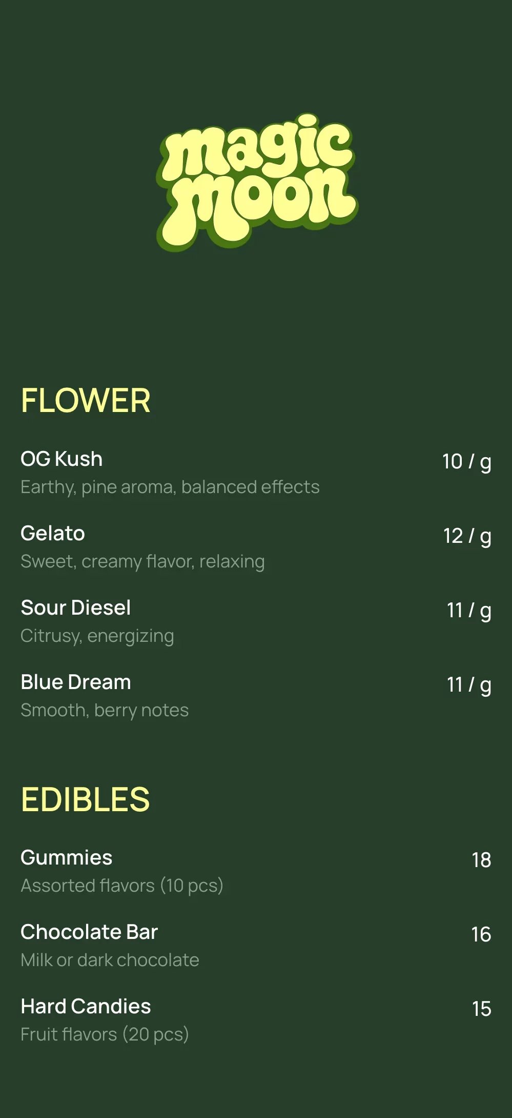 Dispensary QR menu template