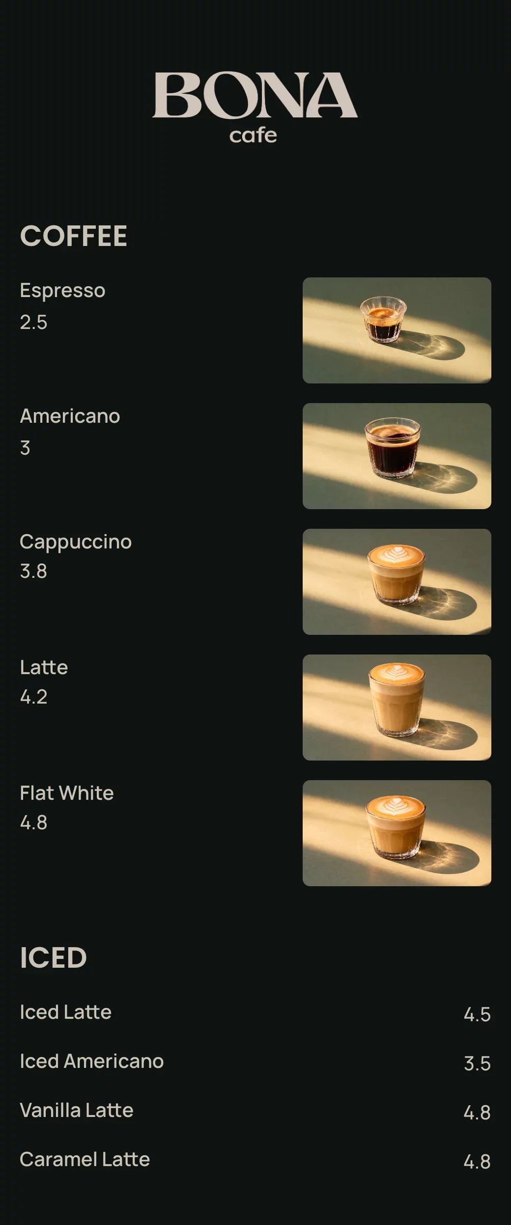 Coffee shop QR menu template